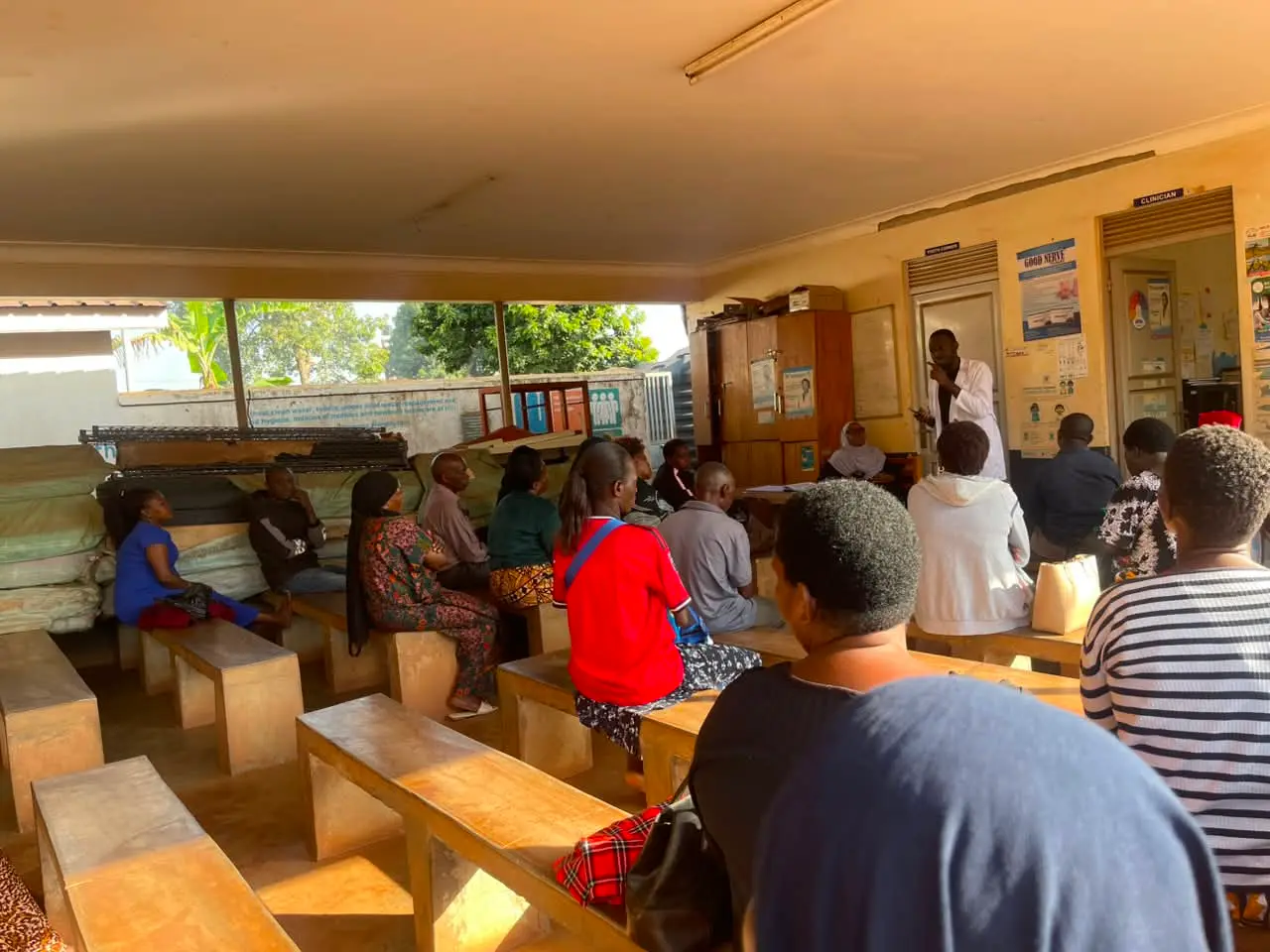 Residents at a community mental health session